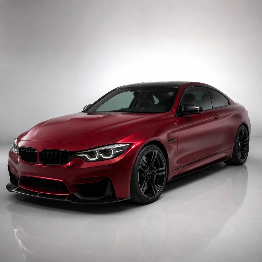 Metallic Crimson Red gloss colored PPF wrapped on a BMW M4 | Veloro