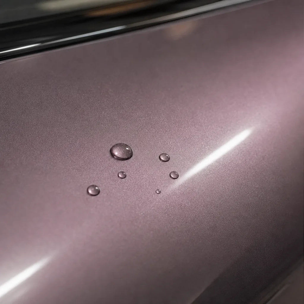 Close-up of Metallic Crystal Bronze gloss colored PPF surface texture | Veloro