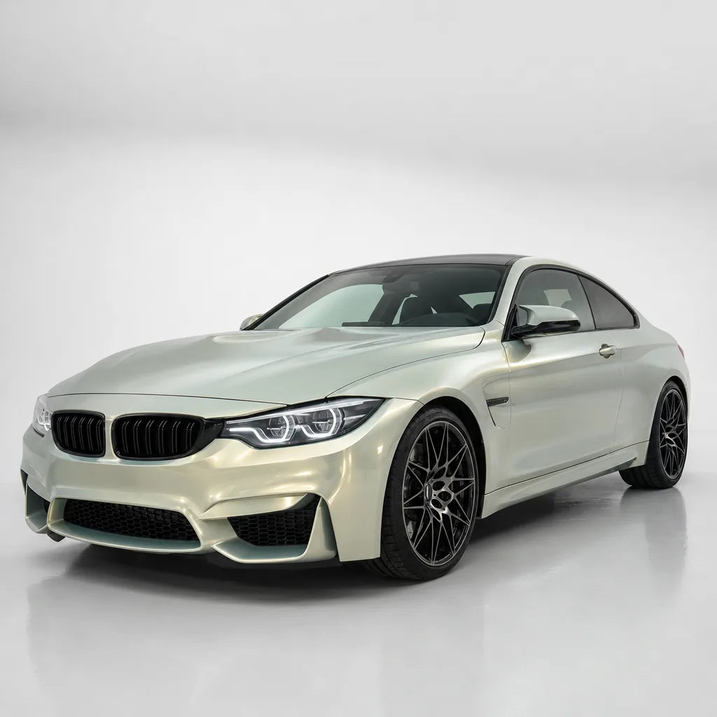 Metallic Dawn Gold gloss colored PPF wrapped on a BMW M4 | Veloro