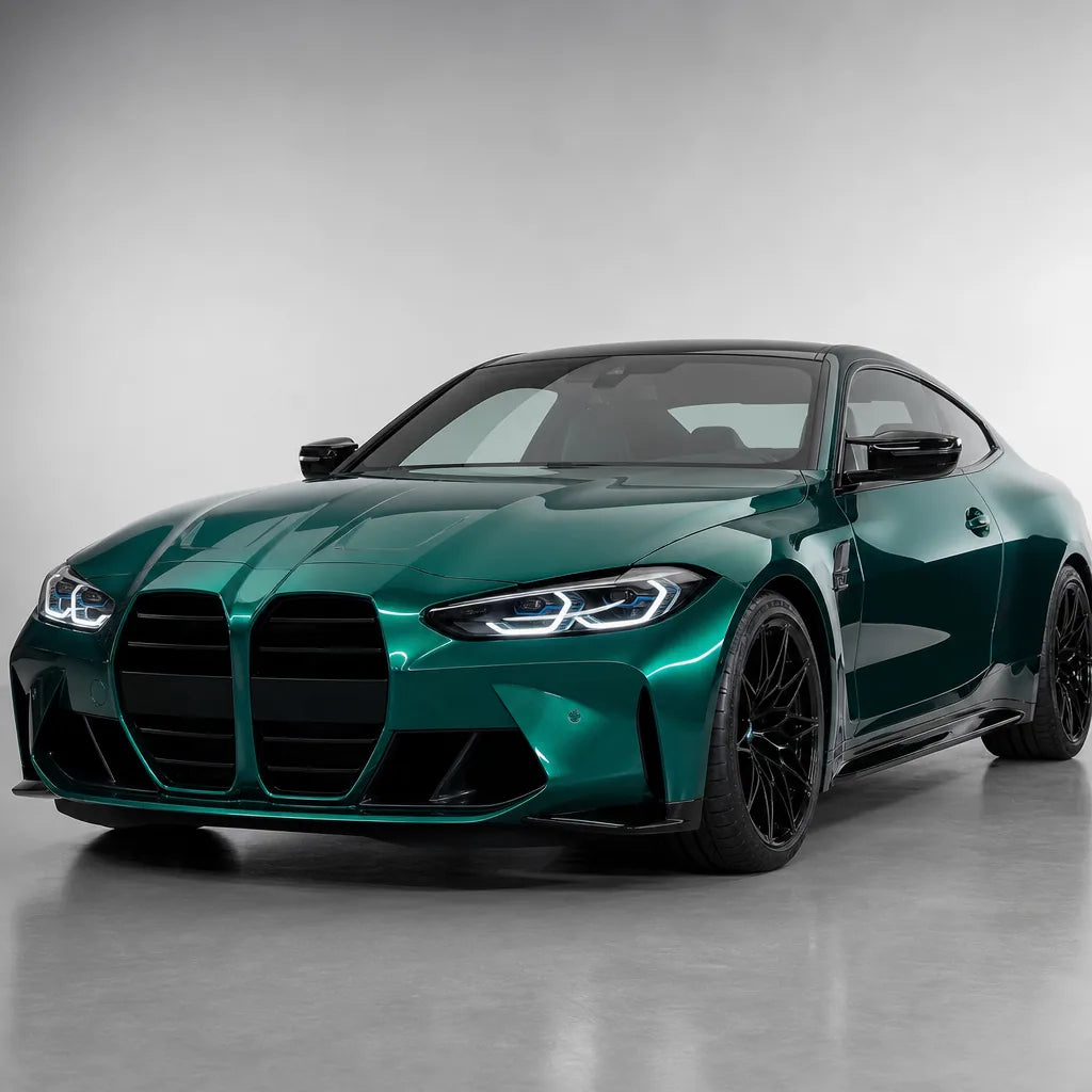 Metallic Deep Sea Green gloss colored PPF wrapped on a BMW M4 | Veloro