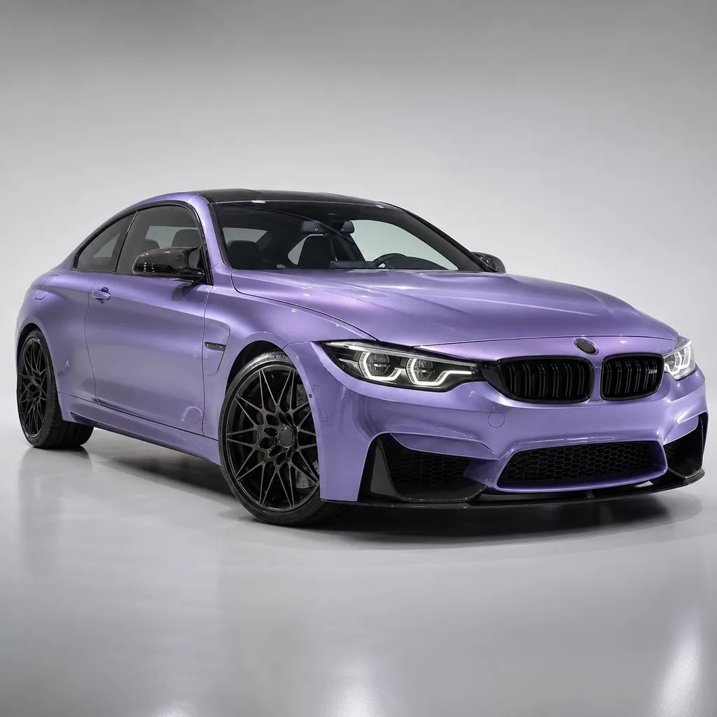Metallic Deep Violet Purple gloss colored PPF wrapped on a BMW M4 | Veloro