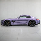 Metallic Deep Violet Purple gloss colored PPF wrapped on a Mercedes-AMG GT side profile | Veloro