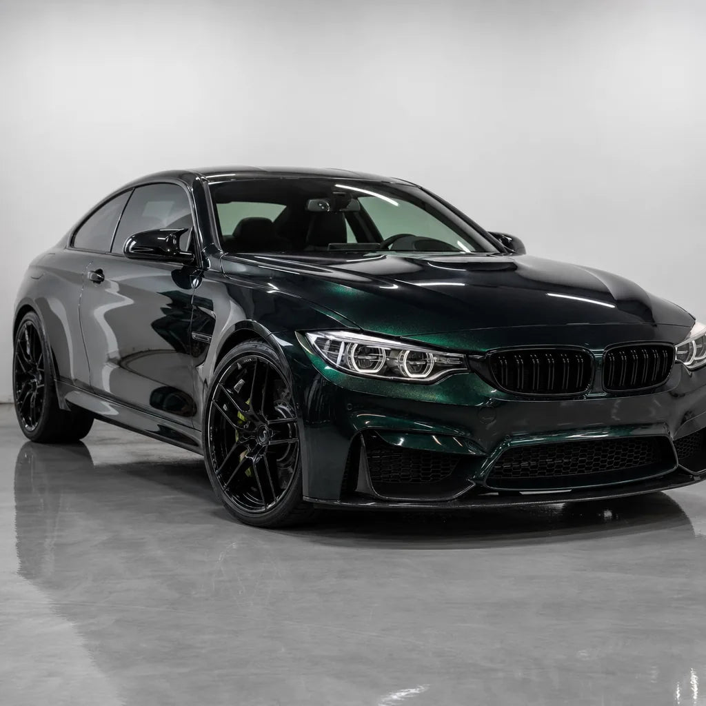 Metallic Emerald Green gloss colored PPF wrapped on a BMW M4 | Veloro