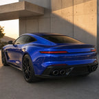 Luxury car wrapped in Metallic Gentian Blue gloss colored PPF at golden hour | Veloro