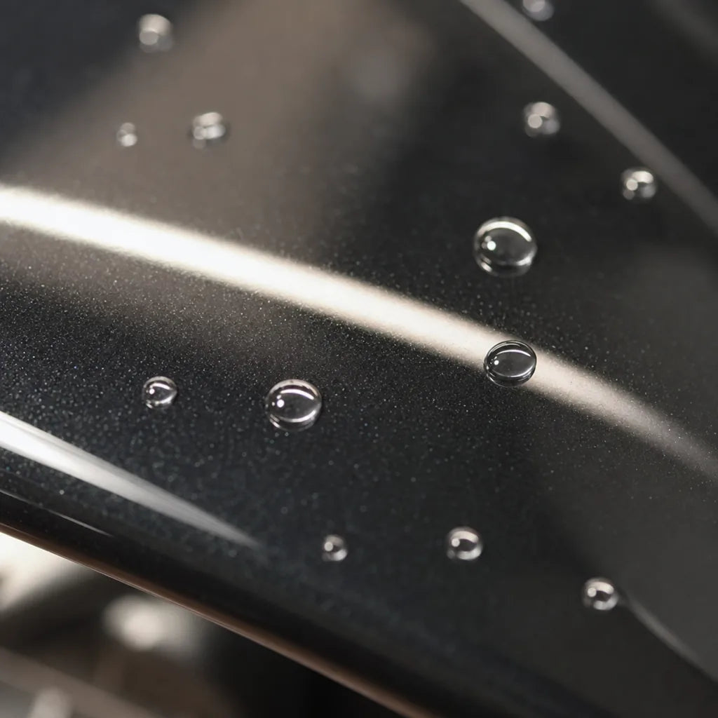Close-up of Metallic Gold Black gloss colored PPF surface texture | Veloro