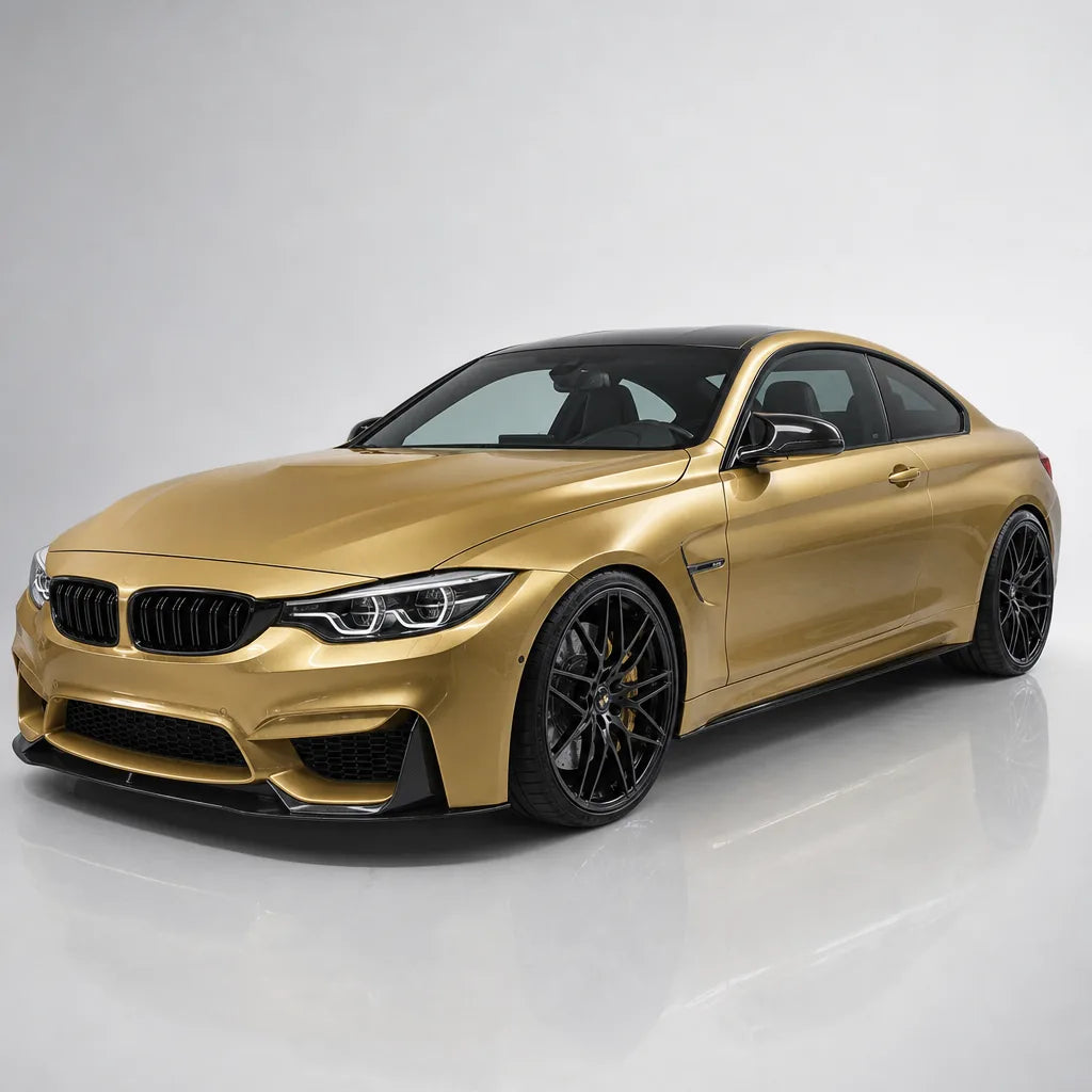 Metallic Gold gloss colored PPF wrapped on a BMW M4 | Veloro