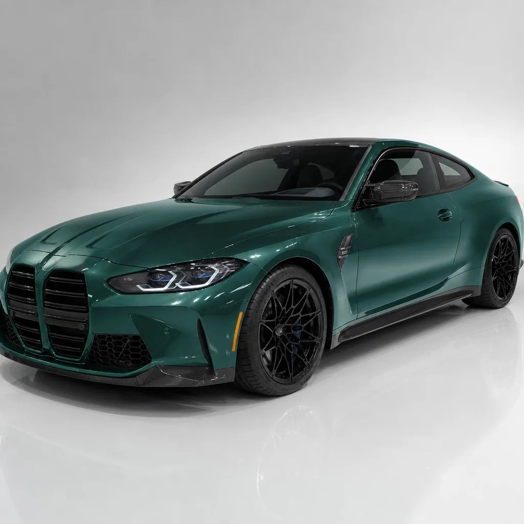 Metallic Gotland Green gloss colored PPF wrapped on a BMW M4 | Veloro
