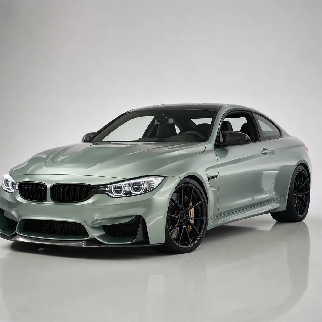 Metallic Hadlin Green gloss colored PPF wrapped on a BMW M4 | Veloro