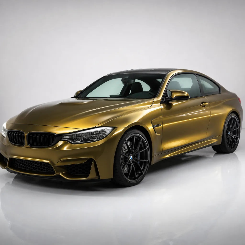 Metallic Midnight Gold gloss colored PPF wrapped on a BMW M4 | Veloro