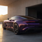 Luxury car wrapped in Metallic Midnight Purple gloss colored PPF at golden hour | Veloro