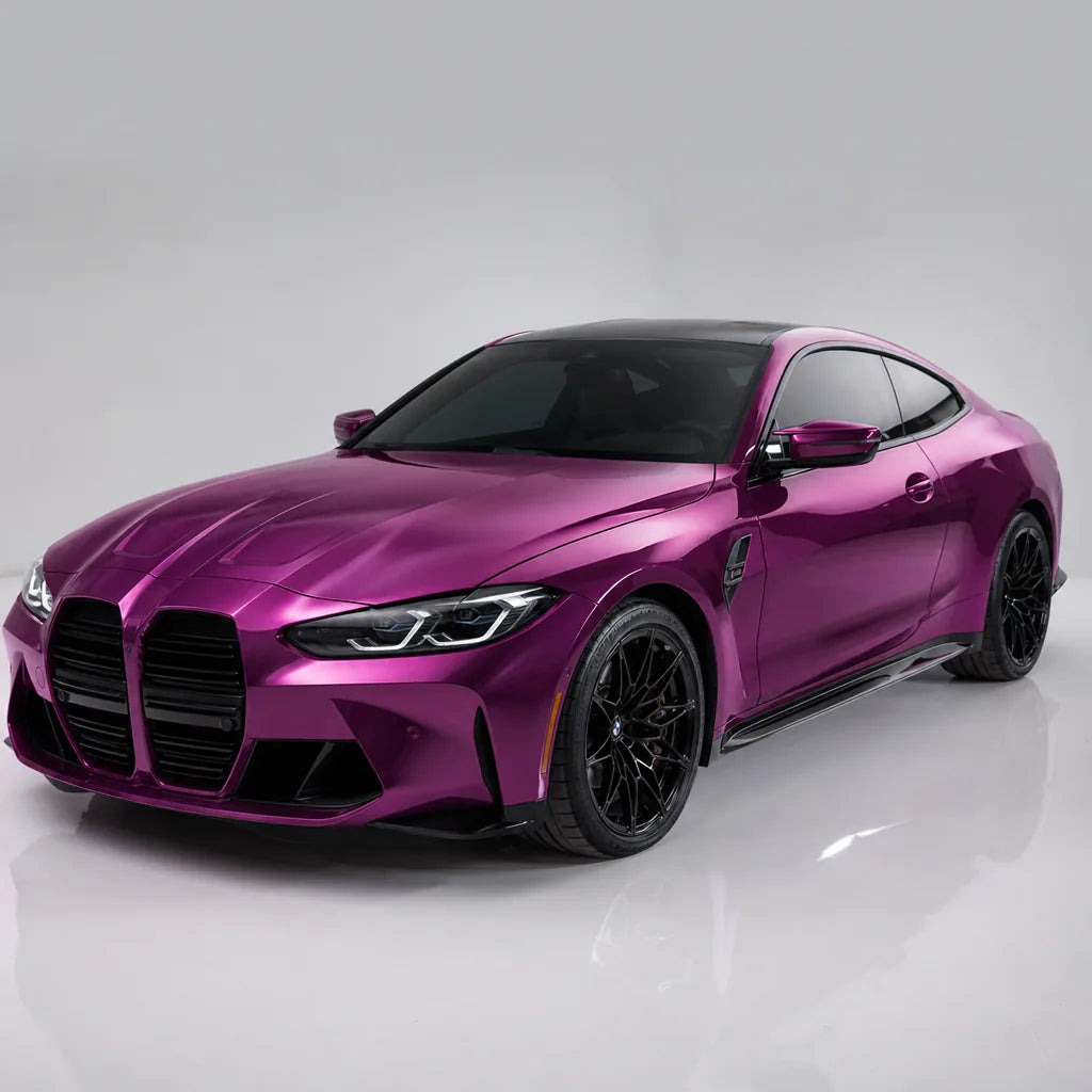 Metallic Pearl Purple gloss colored PPF wrapped on a BMW M4 | Veloro