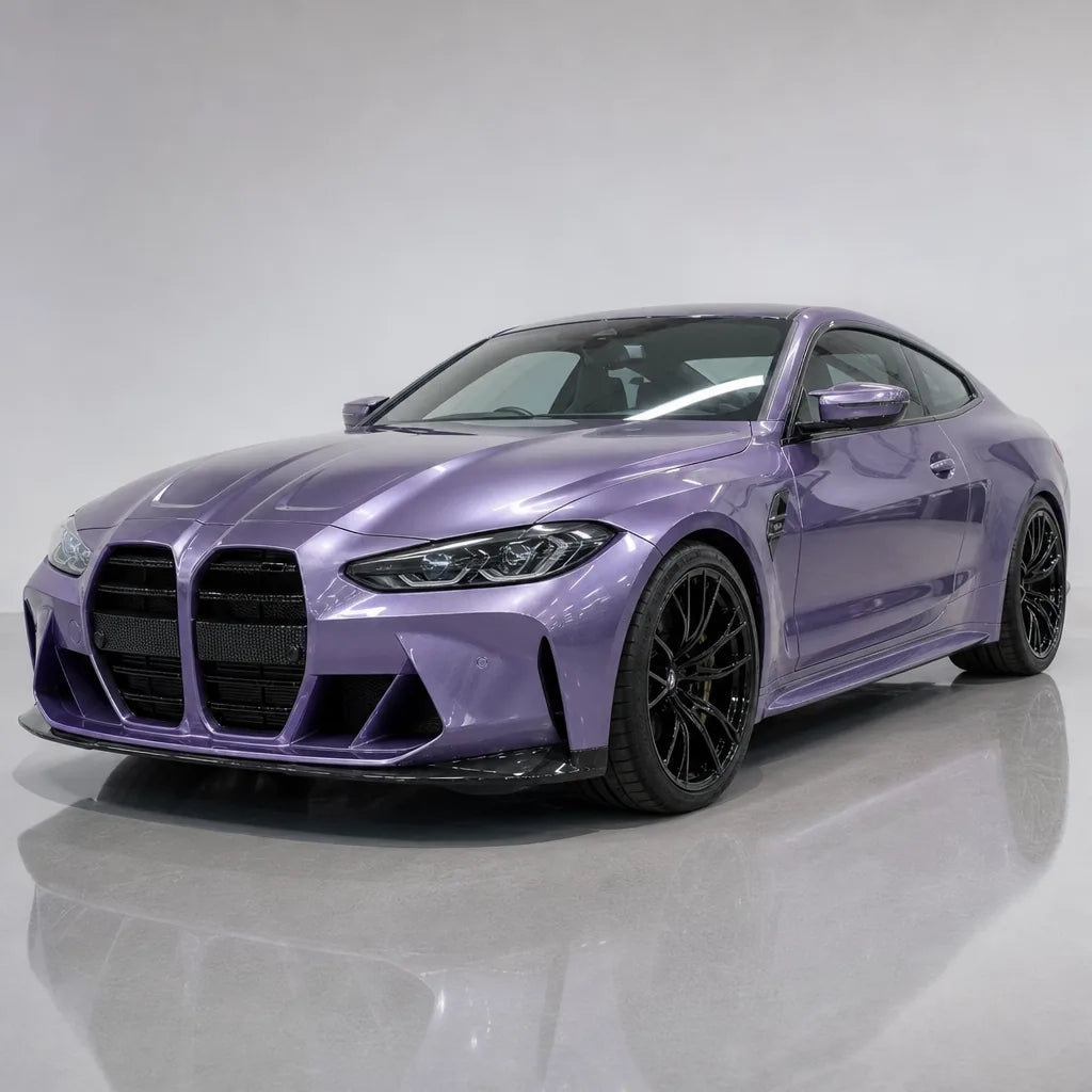 Metallic Periwinkle Purple gloss colored PPF wrapped on a BMW M4 | Veloro
