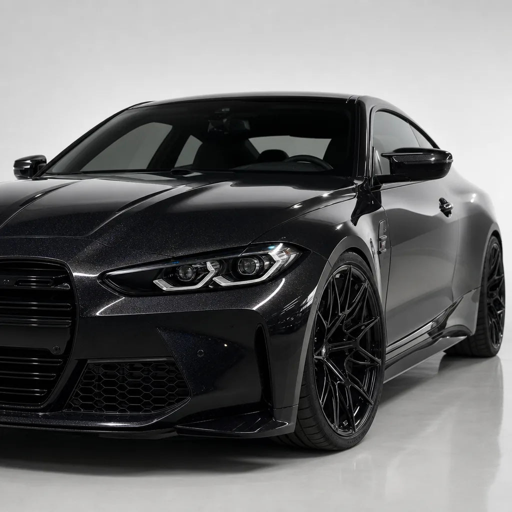 Metallic Rainbow Laser Black Color PPF gloss colored PPF wrapped on a BMW M4 | Veloro