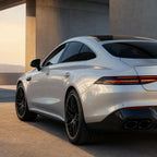Luxury car wrapped in Metallic Rainbow Laser White gloss colored PPF at golden hour | Veloro