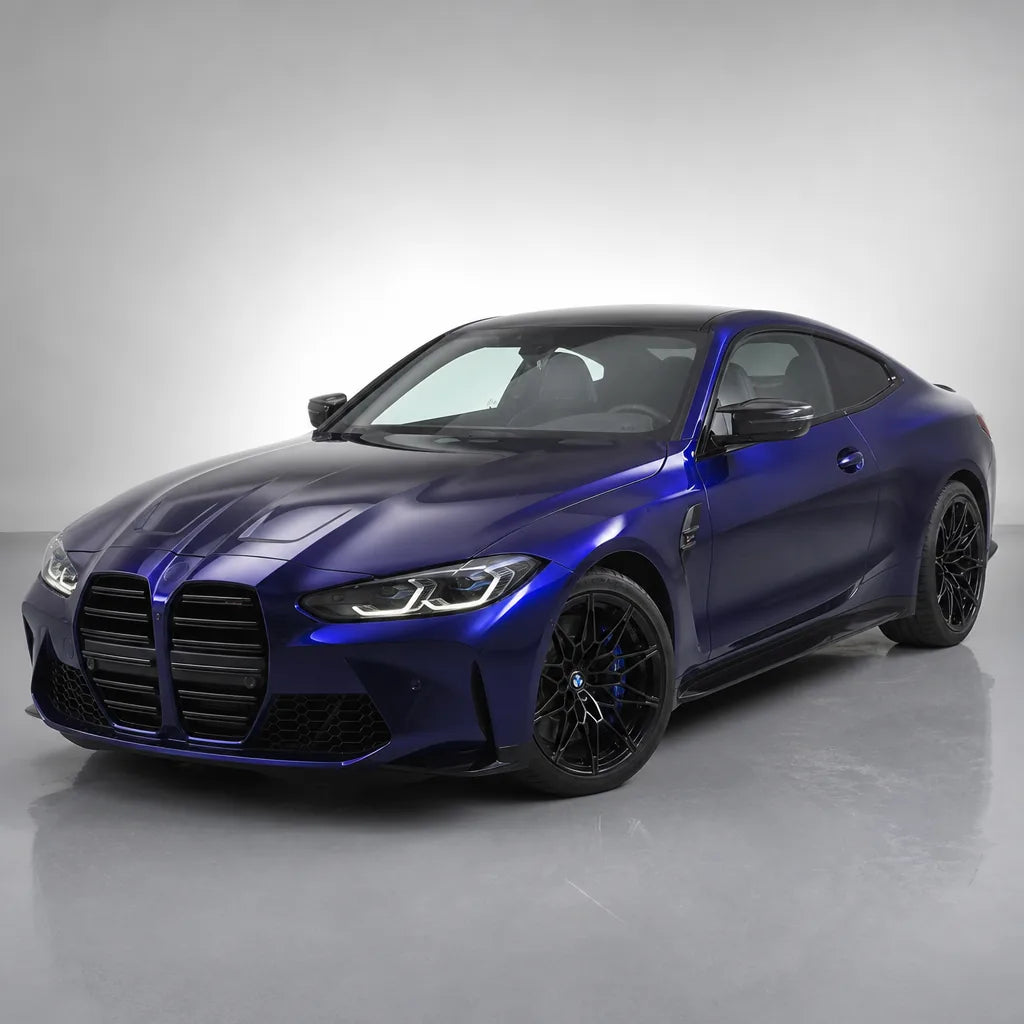 Metallic Royal Blue gloss colored PPF wrapped on a BMW M4 | Veloro