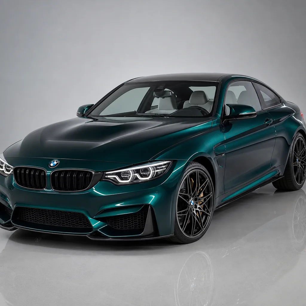 Metallic Sand Green gloss colored PPF wrapped on a BMW M4 | Veloro
