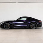 Metallic Super Purple gloss colored PPF wrapped on a Mercedes-AMG GT side profile | Veloro