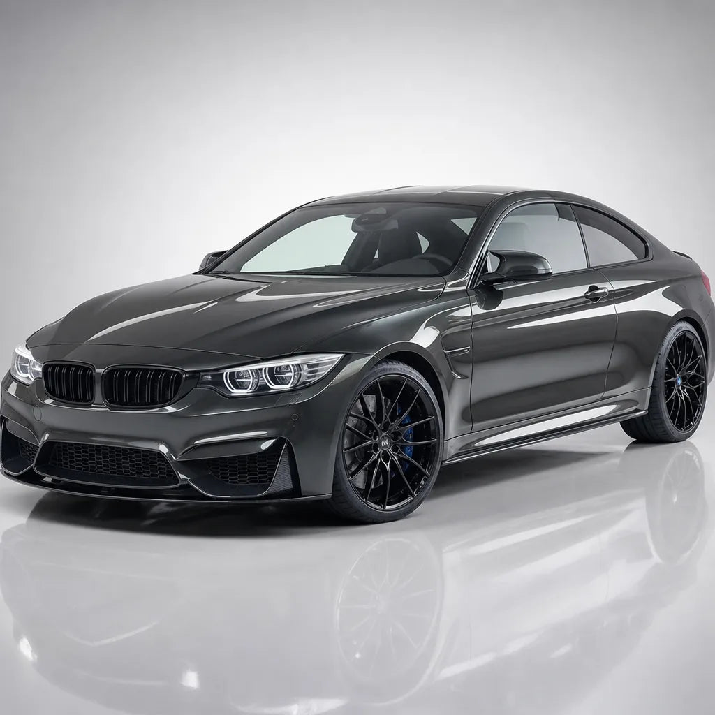 Metallic Tourmaline Grey gloss colored PPF wrapped on a BMW M4 | Veloro