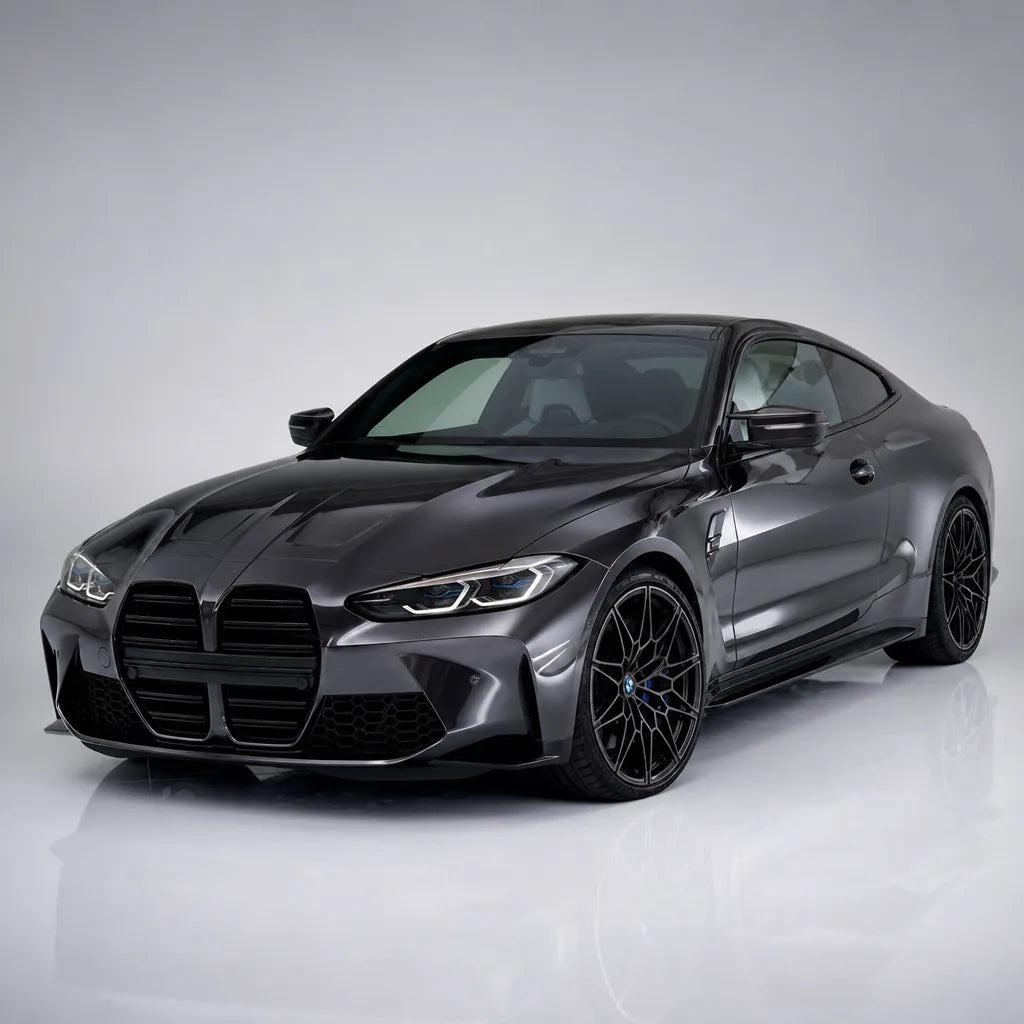 Metallic Tungsten Black gloss colored PPF wrapped on a BMW M4 | Veloro