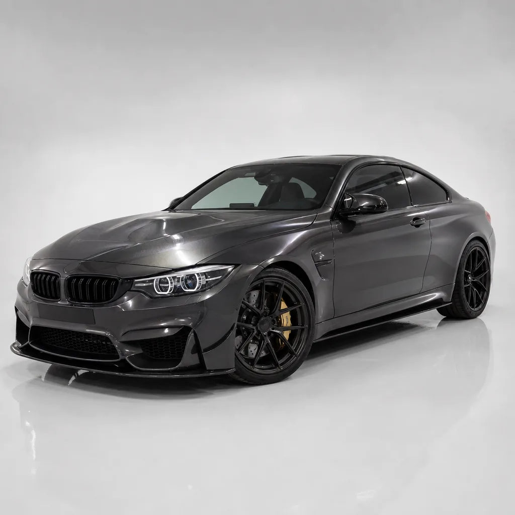 Metallic Tungsten gloss colored PPF wrapped on a BMW M4 | Veloro