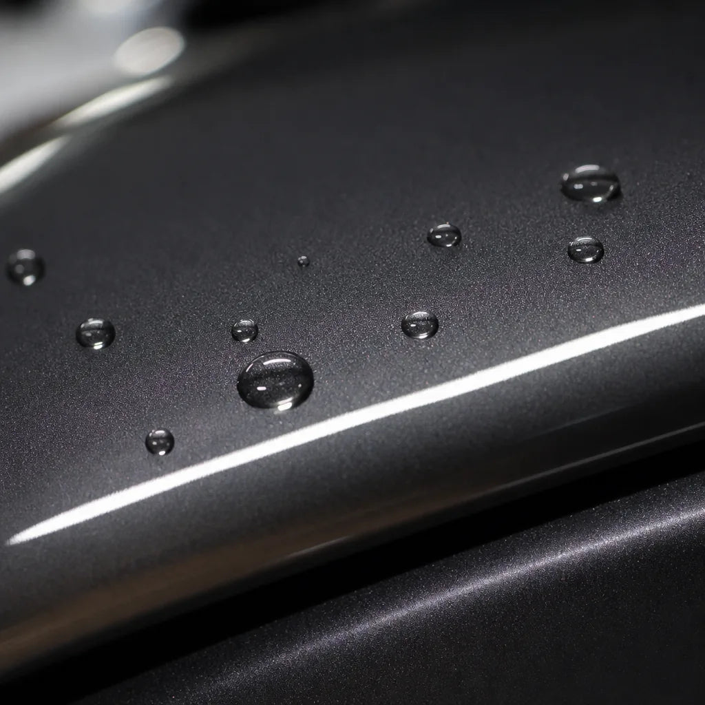 Close-up of Metallic Tungsten gloss colored PPF surface texture | Veloro
