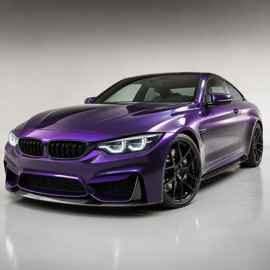 Metallic Venice Purple gloss colored PPF wrapped on a BMW M4 | Veloro