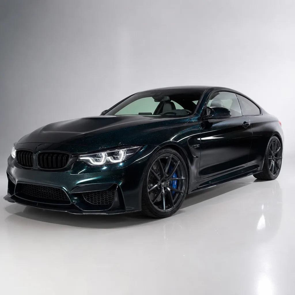 Metallic Verdant Green gloss colored PPF wrapped on a BMW M4 | Veloro
