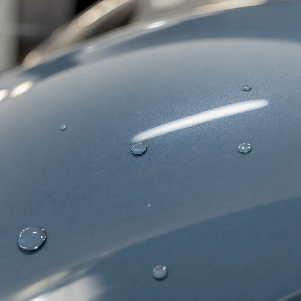 Close-up of Meteor Blue gloss colored PPF surface texture | Veloro
