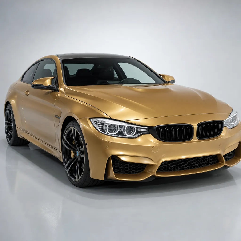 Milan Gold gloss colored PPF wrapped on a BMW M4 | Veloro