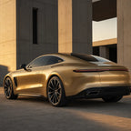 Luxury car wrapped in Milan Gold gloss colored PPF at golden hour | Veloro
