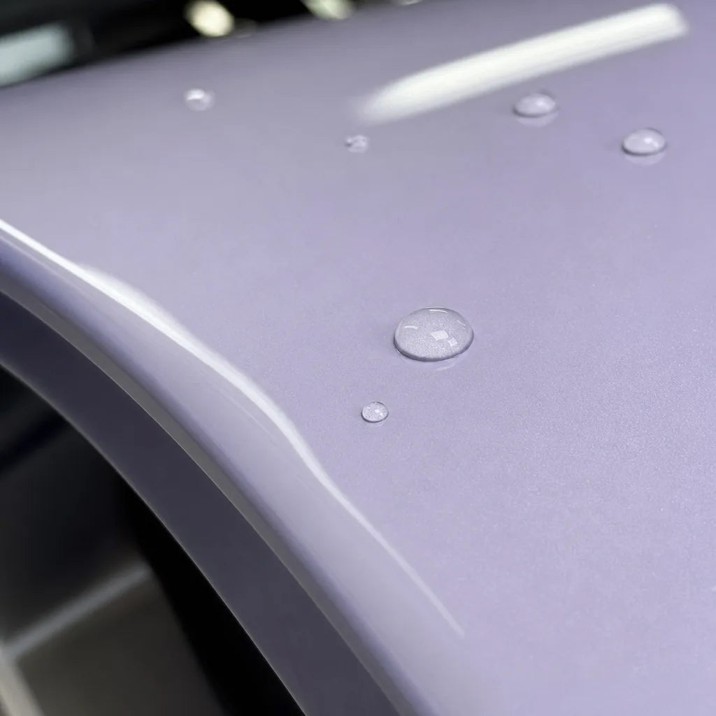 Close-up of Morandi Purple gloss colored PPF surface texture | Veloro