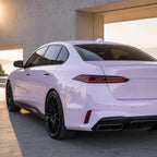 Luxury car wrapped in Morandi Purple gloss colored PPF at golden hour | Veloro