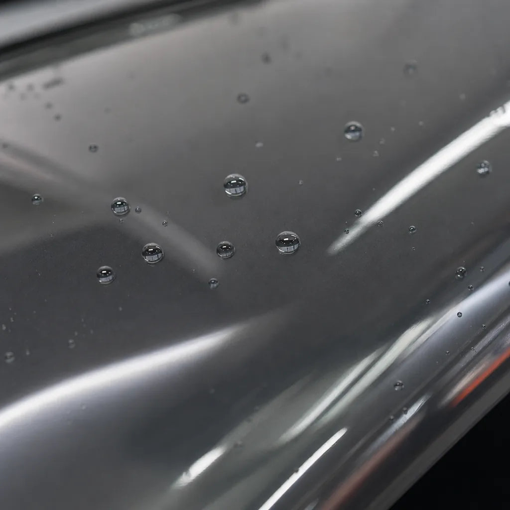 Close-up of Nano Grey gloss colored PPF surface texture | Veloro