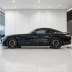 Obsidian Black gloss colored PPF wrapped on a Mercedes-AMG GT side profile | Veloro