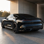 Luxury car wrapped in Obsidian Black gloss colored PPF at golden hour | Veloro