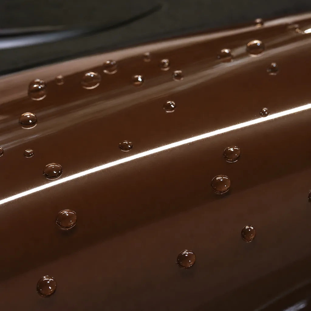 Close-up of Paint Chocolate gloss colored PPF surface texture | Veloro