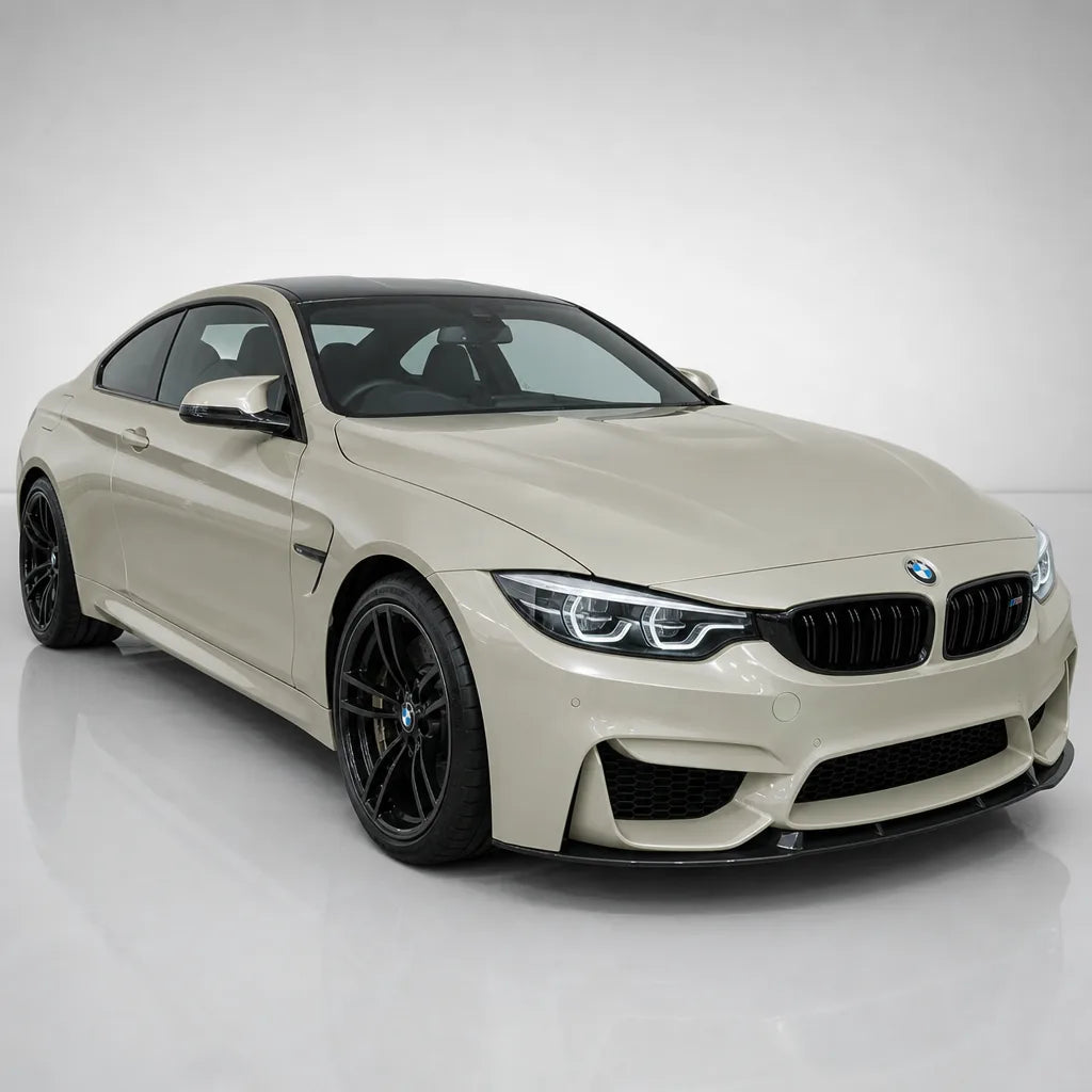 Pearl White gloss colored PPF wrapped on a BMW M4 | Veloro