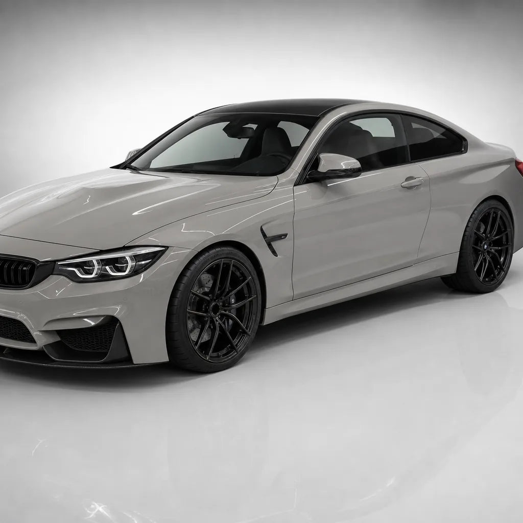 Porsche Grey gloss colored PPF wrapped on a BMW M4 | Veloro