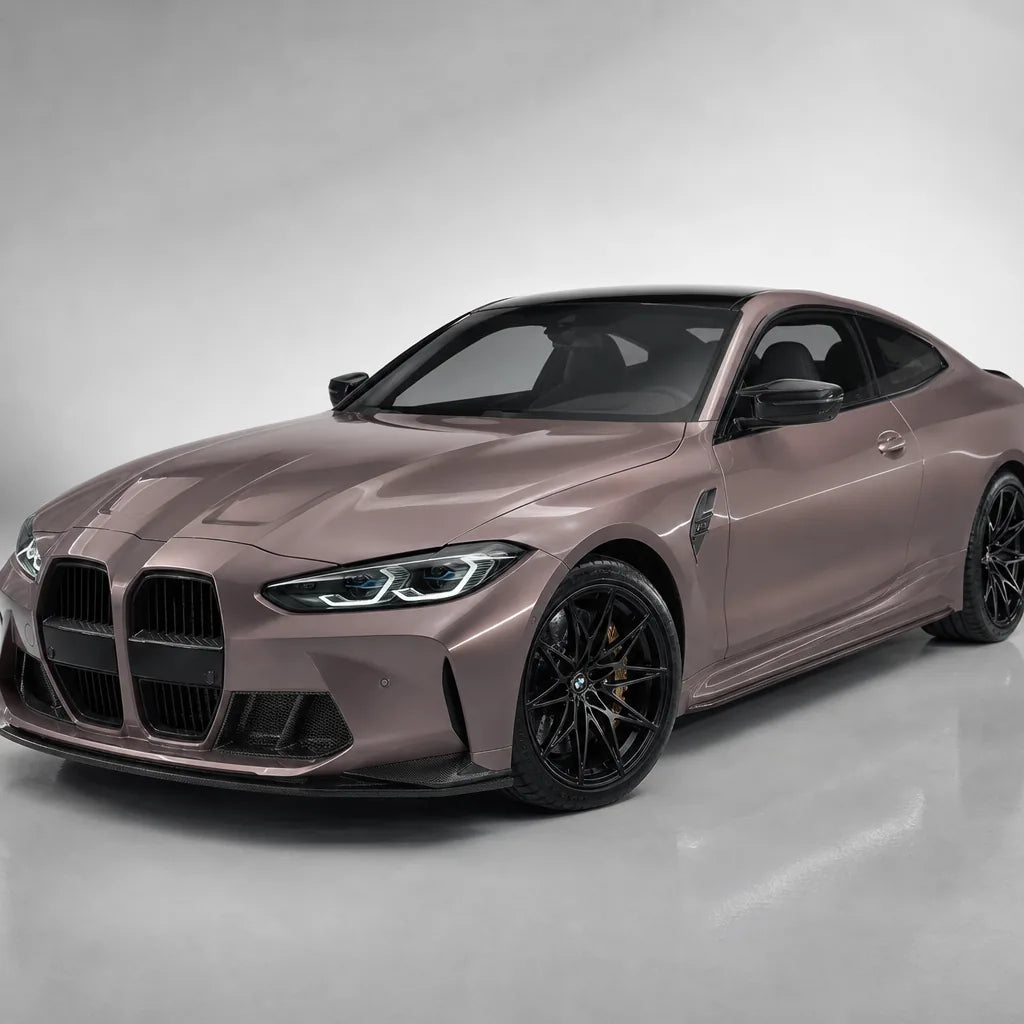Rouge Pearl Pink gloss colored PPF wrapped on a BMW M4 | Veloro