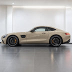Sahara Yellow gloss colored PPF wrapped on a Mercedes-AMG GT side profile | Veloro