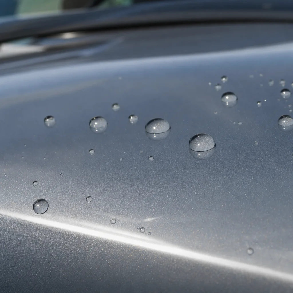 Close-up of Shark Blue gloss colored PPF surface texture | Veloro