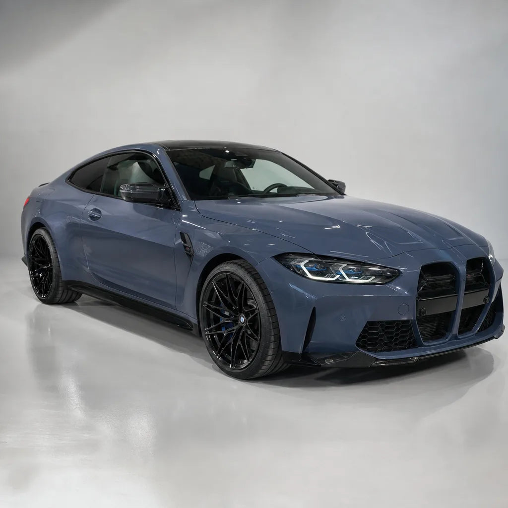 Slate Grey gloss colored PPF wrapped on a BMW M4 | Veloro