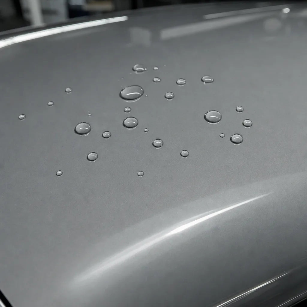 Close-up of Slip Grey gloss colored PPF surface texture | Veloro