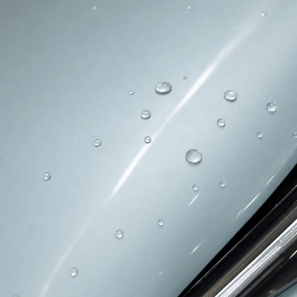 Close-up of Soaring Grey Metallic gloss colored PPF surface texture | Veloro