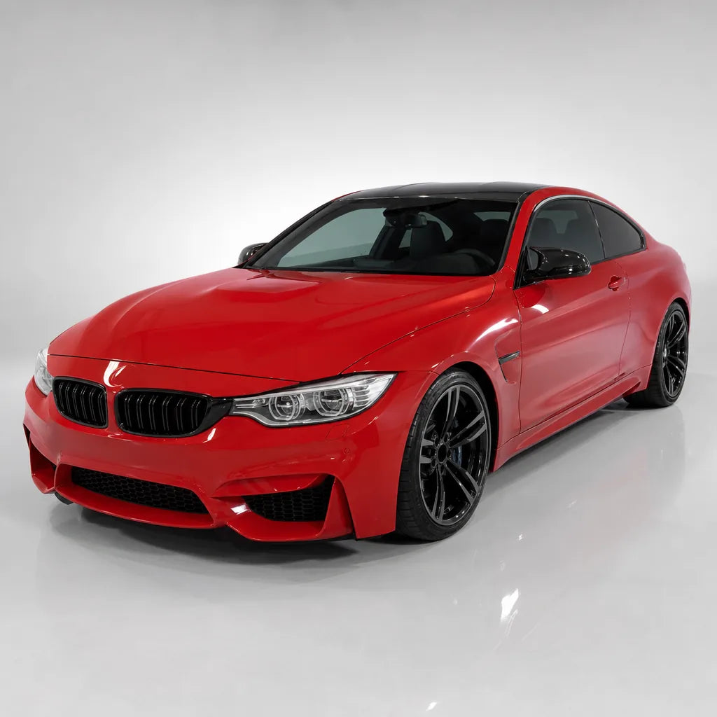 Strawberry Red gloss colored PPF wrapped on a BMW M4 | Veloro
