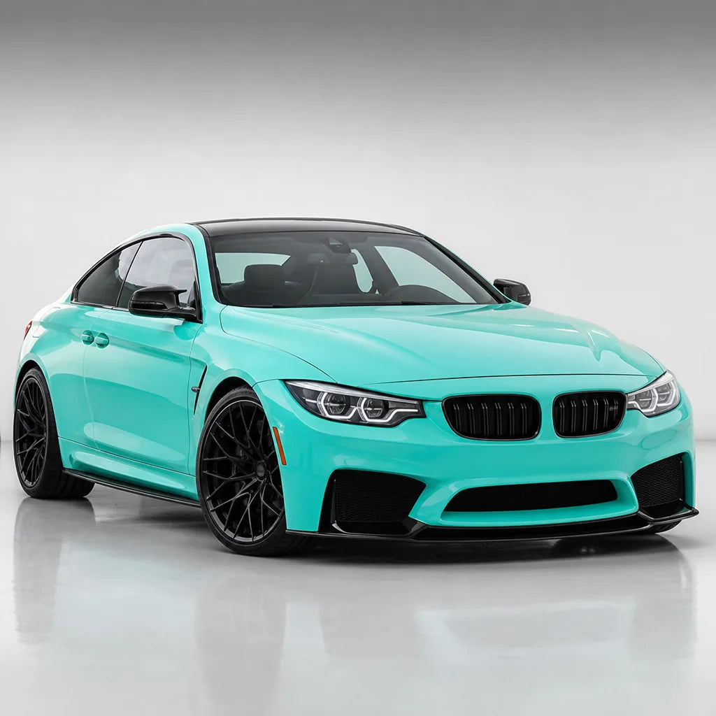 Tiffany Blue gloss colored PPF wrapped on a BMW M4 | Veloro