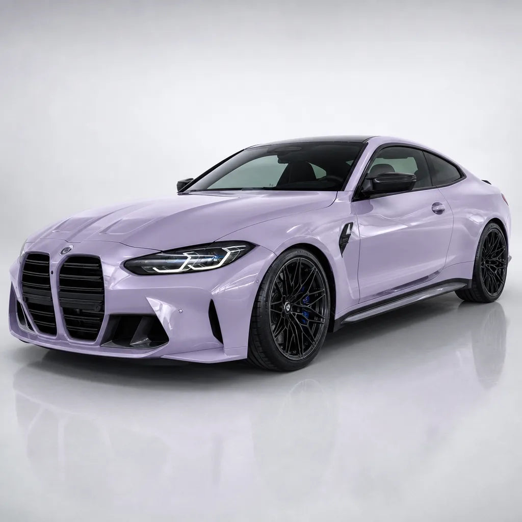 Metallic Violet Light Purple gloss colored PPF wrapped on a BMW M4 | Veloro