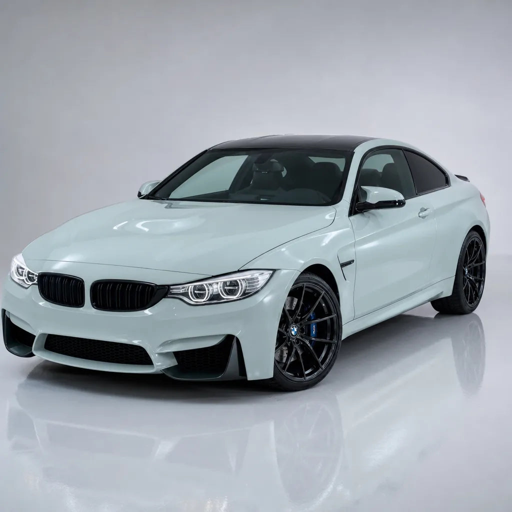Volcano Grey gloss colored PPF wrapped on a BMW M4 | Veloro
