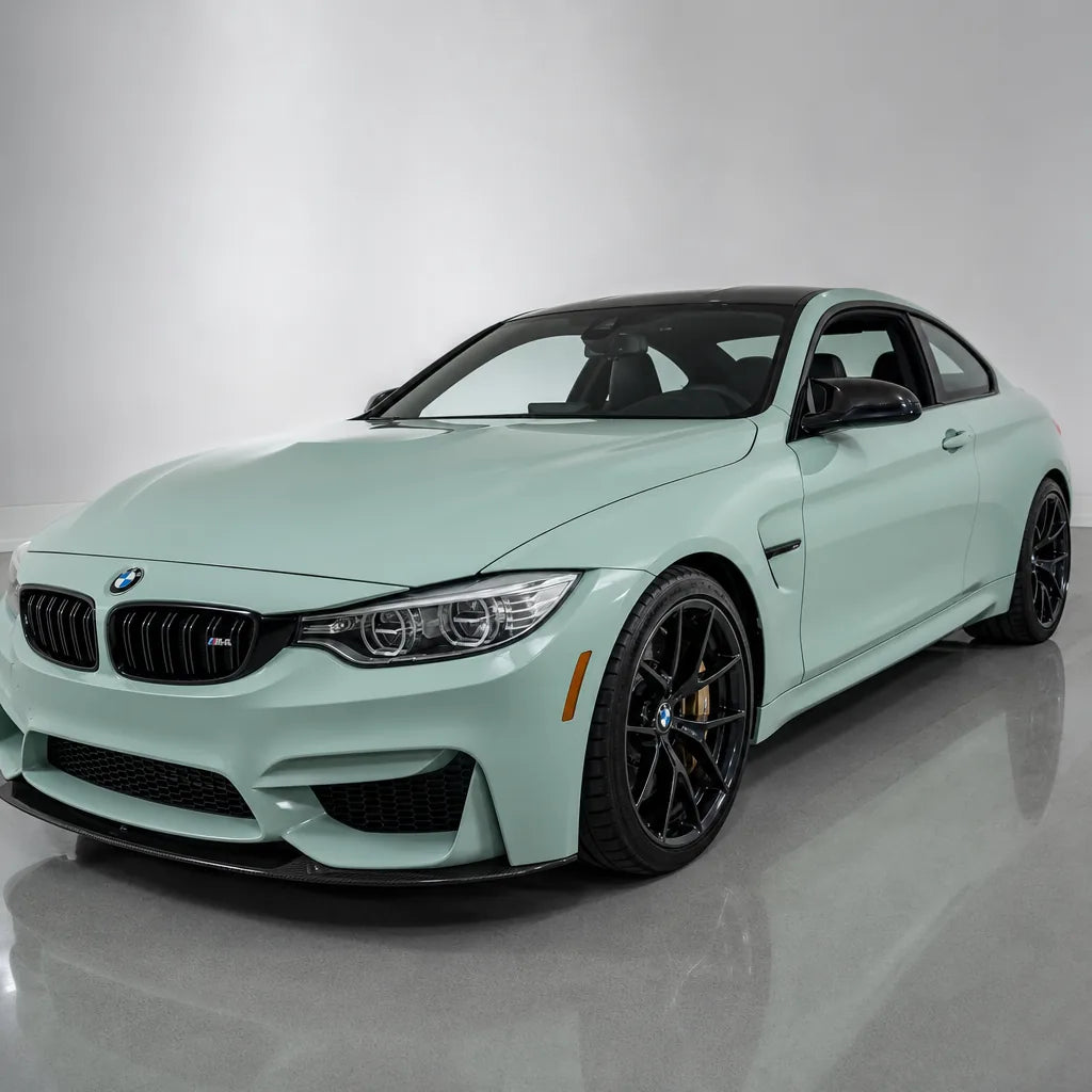 Glossy Cragginess Green gloss colored PPF wrapped on a BMW M4 | Veloro