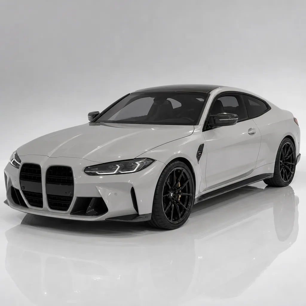 Glossy Crystal White gloss colored PPF wrapped on a BMW M4 | Veloro
